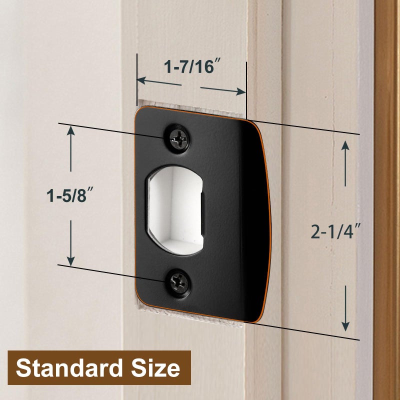MOSECYOU Standard Door Lock Strike Plate with Spacer Shim, Oil Rubbed Bronze, Door Latch Restorer, Universal Security Striker, Repair Kits to Fix Door Wont Latch Close - Image 2